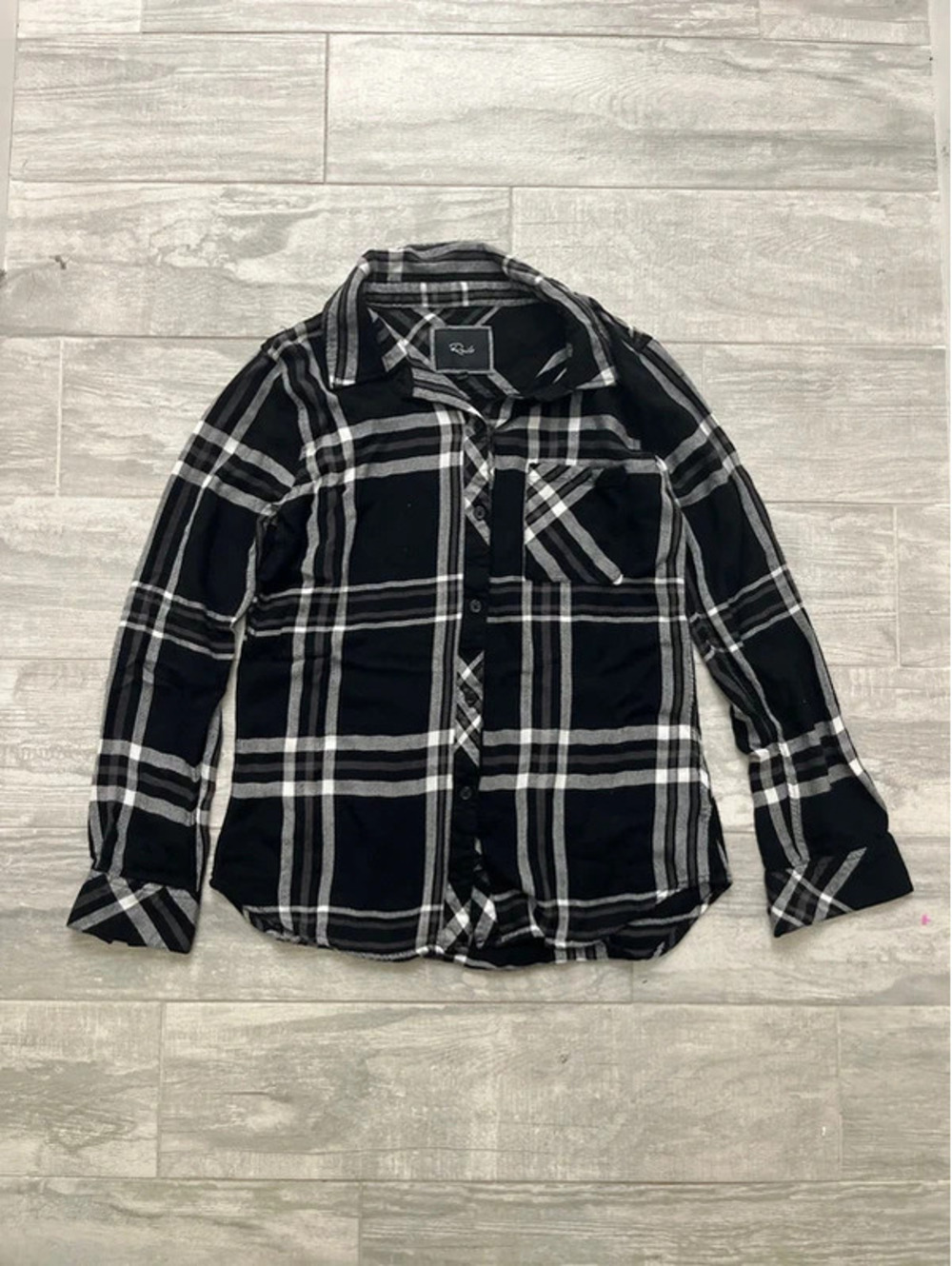 Rails Black and White Button Up Flannel Shirt